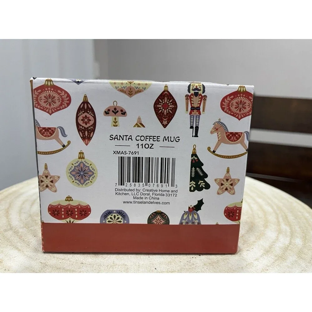 Tinsel Elf Santa Coffee Mug 11oz Christmas Holiday Drinkware Gift NEW In Box
